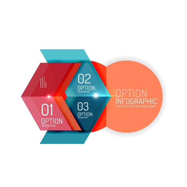 Fondo abstracto, plantillas de opciones de infografía geométrica — Vector de stock