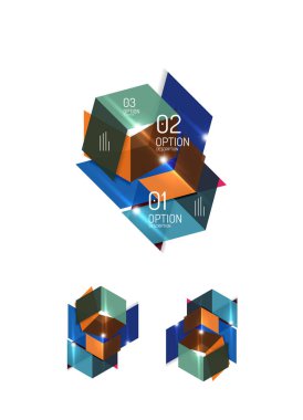 Soyut geometrik kağıt grafik düzenleri kümesi