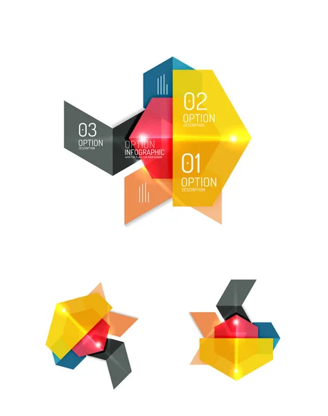 Plantillas de infografía geométrica en papel abstracto — Archivo Imágenes Vectoriales