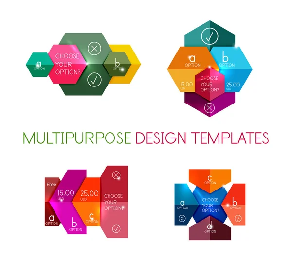 Bandeiras infográficas modelos de papel modernos — Vetor de Stock