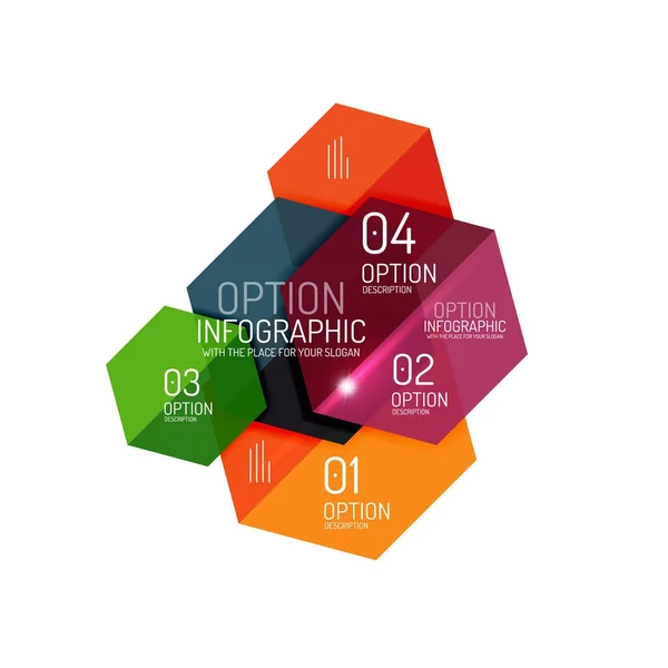 Modelli geometrici infografici moderni in carta — Vettoriale Stock