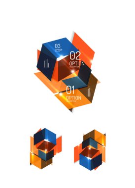 Soyut kağıt geometrik Infographic şablonları