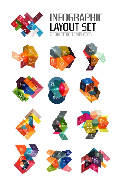 Abstrakta papper geometriska infographic mallar — Stock vektor