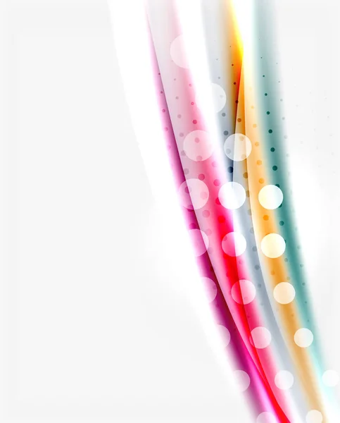 Líneas onduladas de color con efectos de luz brillante. Plantilla de fondo abstracto — Vector de stock