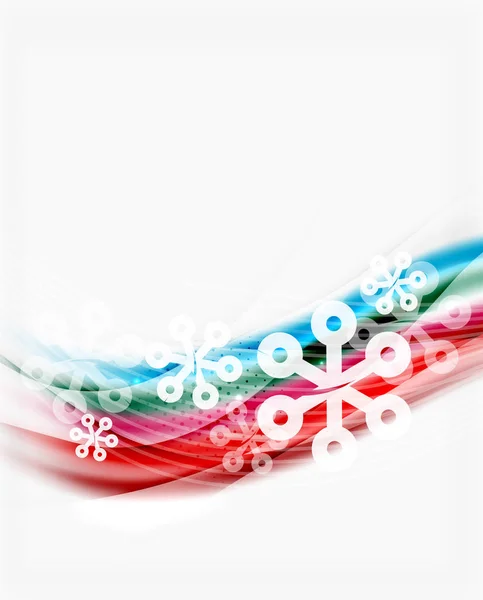 Línea de onda borrosa con copos de nieve. plantilla de presentación de mensaje de Navidad — Vector de stock
