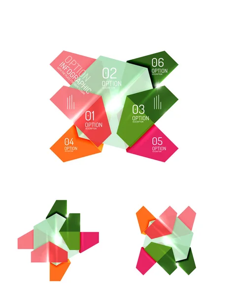 Modèles d'infographie géométrique abstraits en papier — Image vectorielle
