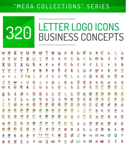 Enorme mega colección de iconos de negocios logo carta — Vector de stock