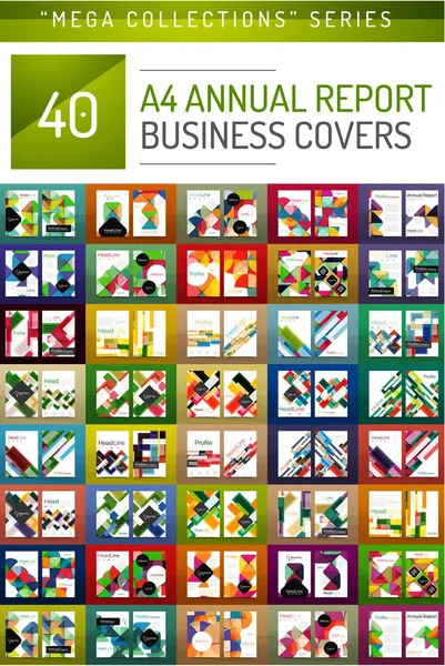 Mega colección de 40 plantillas de folleto de informe anual de negocios — Archivo Imágenes Vectoriales