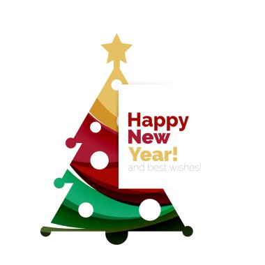 Mutlu yeni yıl ve Chrismas tatil tebrik kartı öğeleri