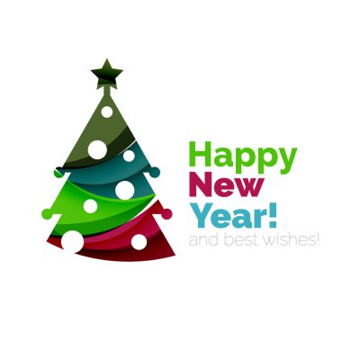 Mutlu yeni yıl ve Chrismas tatil tebrik kartı öğeleri