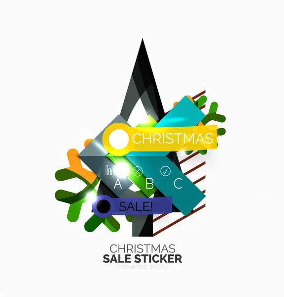 Adesivi di vendita di Natale geometrici vettoriali — Vettoriale Stock