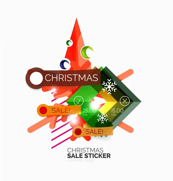 Vector Geometric Christmas Stickers — стоковый вектор