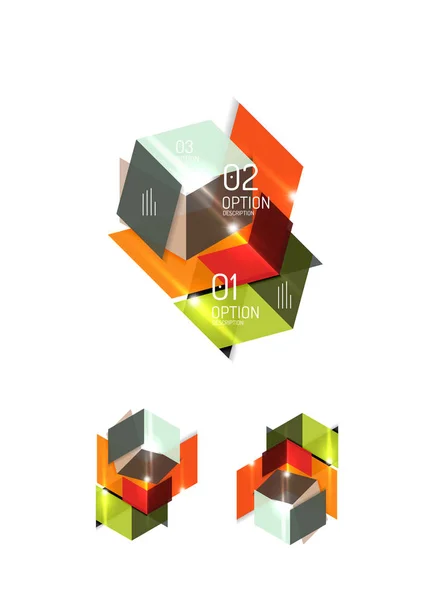 Conjunto de diseños gráficos abstractos de papel geométrico — Vector de stock