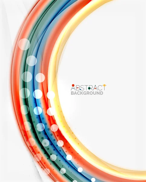 Líneas multicolores sobre fondo abstracto blanco, concepto de movimiento — Vector de stock