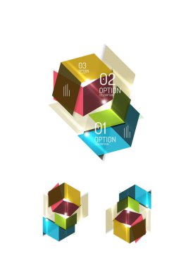 Soyut geometrik kağıt grafik düzenleri kümesi