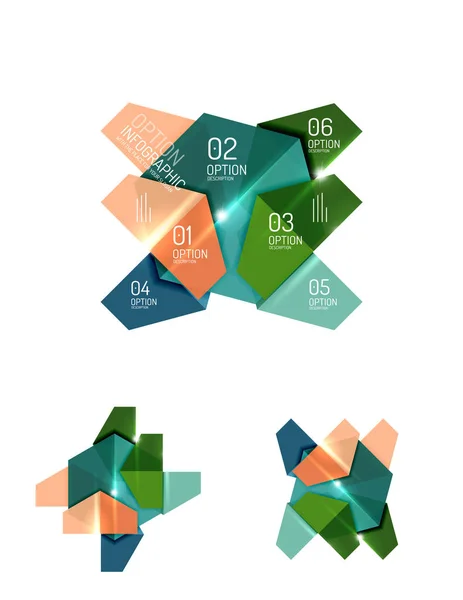 Abstraktní papírové geometrické infografika šablony — Stockový vektor