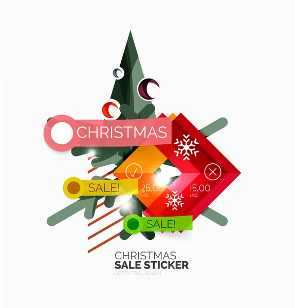 Vector geometriska jul försäljning klistermärken — Stock vektor