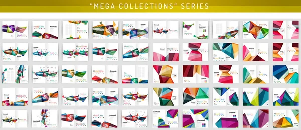 Plantillas de folleto de informe anual de negocio de mega colección — Archivo Imágenes Vectoriales
