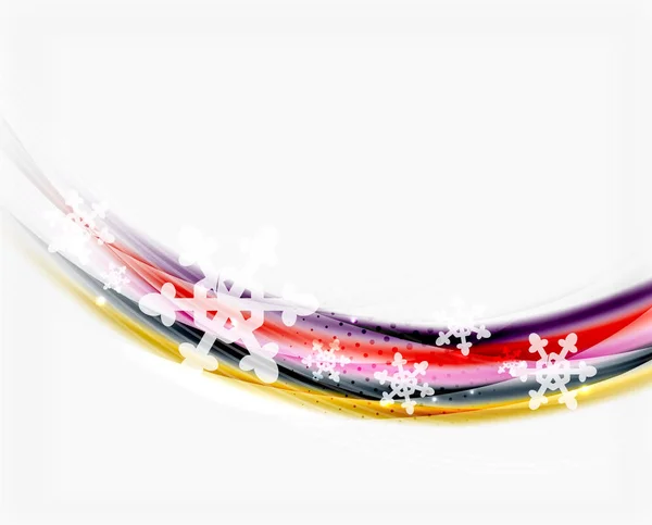 Línea de onda con copos de nieve. Fondo abstracto de Navidad — Archivo Imágenes Vectoriales