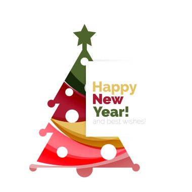 Mutlu yeni yıl ve Chrismas tatil tebrik kartı öğeleri