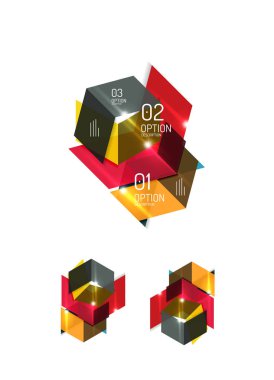 Soyut geometrik kağıt grafik düzenleri kümesi