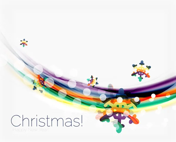 雪花飘落在波浪线，圣诞节和新年的背景 — 图库矢量图片