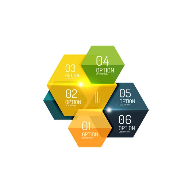 Modelos de diagrama infográfico hexágono —  Vetores de Stock