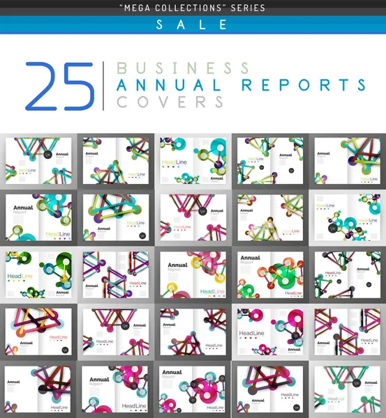 Mega coleção de 25 relatórios anuais de negócios modelos de capa de brochura — Vetor de Stock