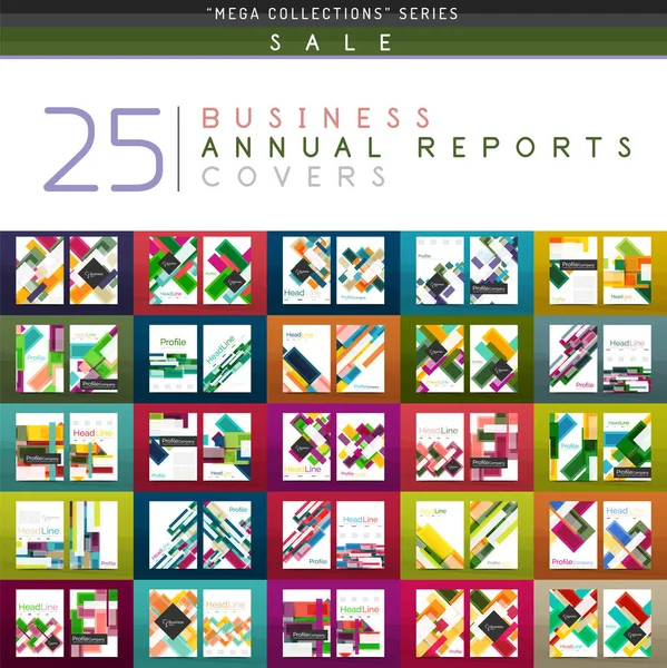 Mega coleção de 25 relatórios anuais de negócios modelos de capa de brochura — Vetor de Stock