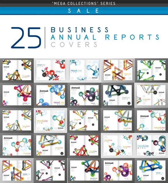 Mega coleção de 25 relatórios anuais de negócios modelos de capa de brochura —  Vetores de Stock