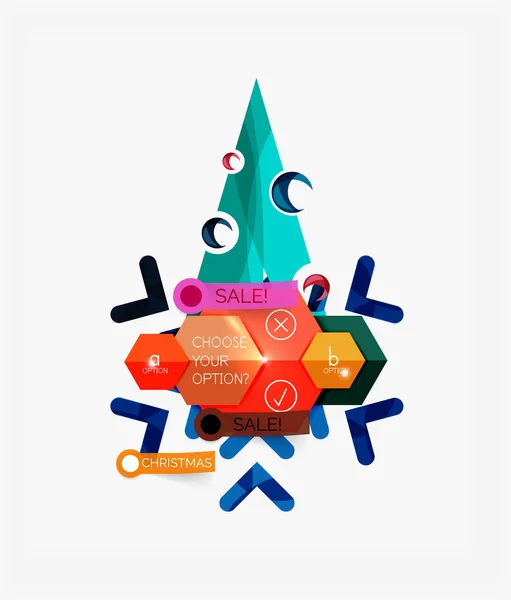 Papier Nouvel An et étiquettes de Noël, autocollants — Image vectorielle