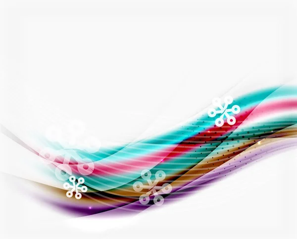 Línea de onda de color con copos de nieve, plantilla de negocio vector de invierno — Vector de stock