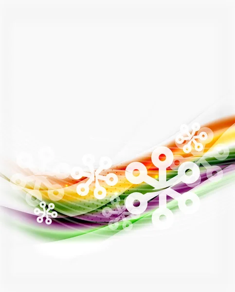 Línea de onda borrosa con copos de nieve. plantilla de presentación de mensaje de Navidad — Archivo Imágenes Vectoriales