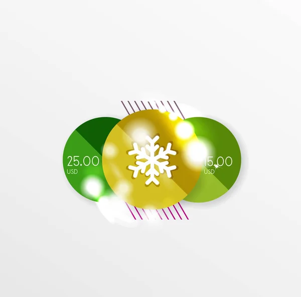 Stickers de vente ronde de Noël avec éléments de vacances d'hiver — Image vectorielle