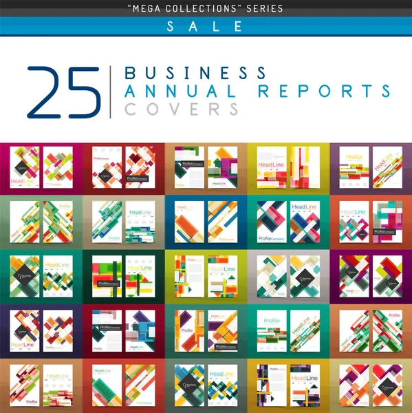 Mega coleção de 25 relatórios anuais de negócios modelos de capa de brochura —  Vetores de Stock