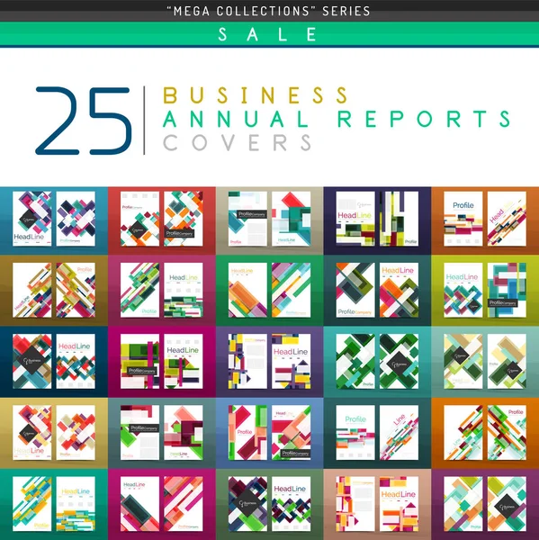 Mega coleção de 25 relatórios anuais de negócios modelos de capa de brochura —  Vetores de Stock