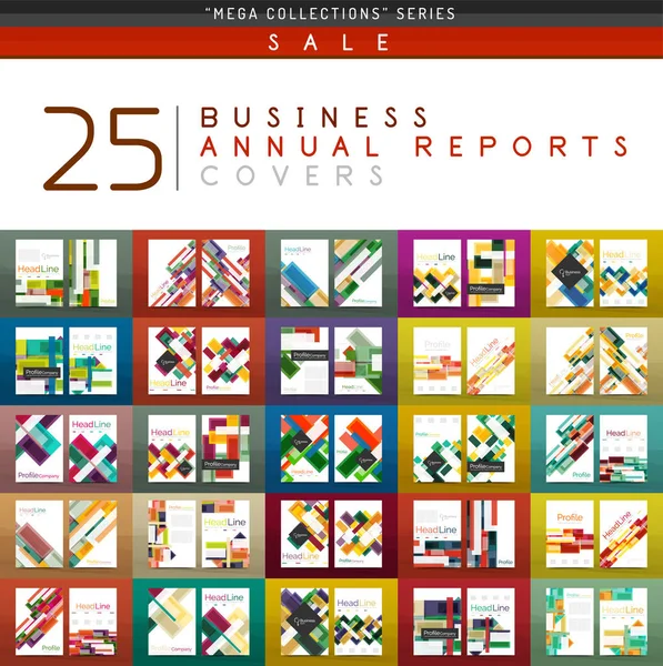 Шаблоны брошюр Mega collection of 25 business annual reports — стоковый вектор