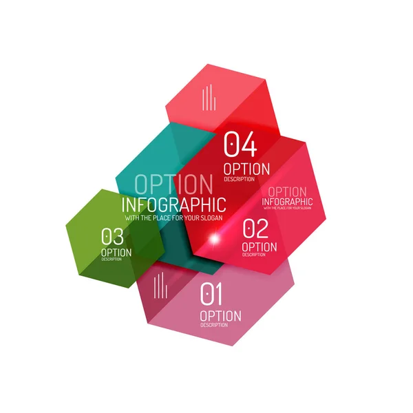 Layout infografici geometrici astratti in carta — Vettoriale Stock