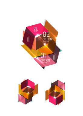 Soyut geometrik kağıt grafik düzenleri kümesi