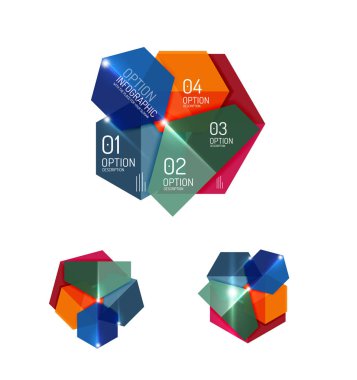 Soyut geometrik kağıt grafik düzenleri kümesi