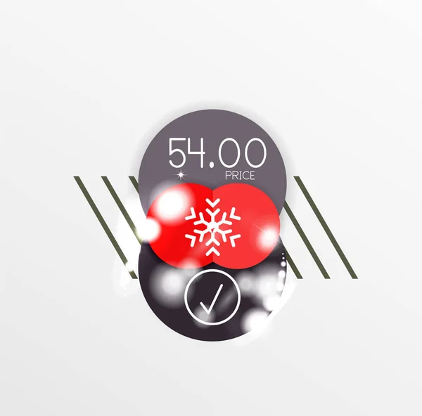 Круглий різдвяний продаж наклейки з зимовими курортними елементами — стоковий вектор
