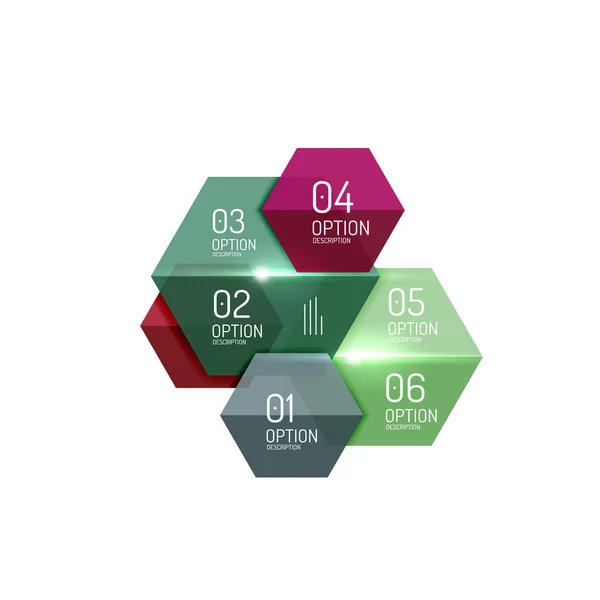 Modelos de diagrama infográfico hexágono —  Vetores de Stock