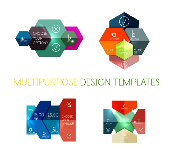 Bandeiras de infográfico de papel e adesivos — Vetor de Stock