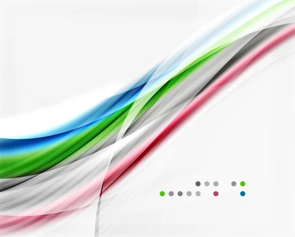 Lignes de vagues brillantes et floues, rayures colorées — Image vectorielle