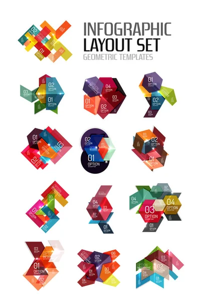 Conjunto de diseños gráficos abstractos de papel geométrico — Archivo Imágenes Vectoriales