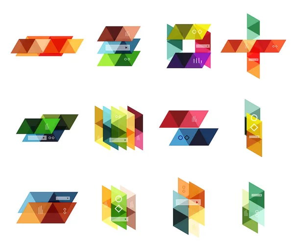 Ensemble vectoriel de boîtes web infographiques géométriques vierges — Image vectorielle