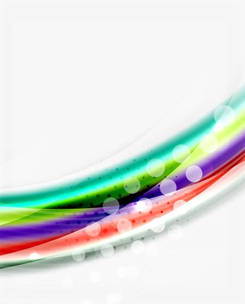 Vlotte kleurrijke lijn op wit. Wave abstracte achtergrond — Stockvector