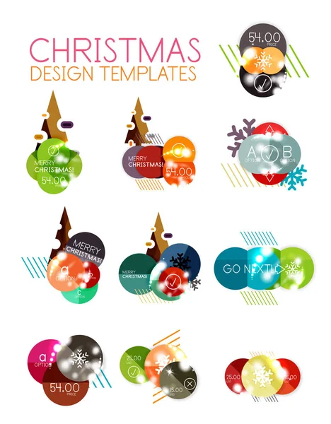 Autocollants de vente de Noël avec échantillon texte promo — Image vectorielle