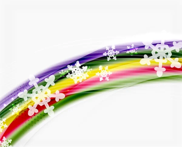 Línea de onda de color con copos de nieve, plantilla de negocio vector de invierno — Archivo Imágenes Vectoriales