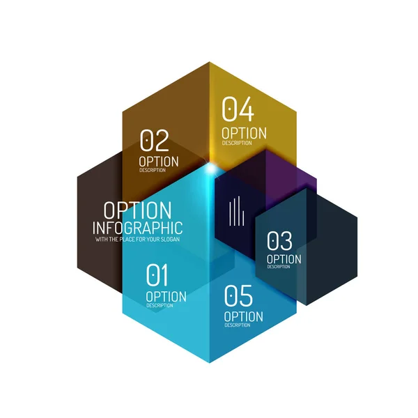 Plantillas de diagrama de infografía hexagonal — Archivo Imágenes Vectoriales